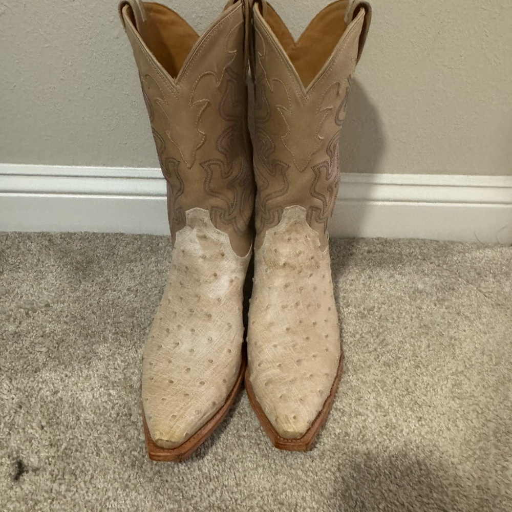 Tecovas Tan and Cream Cowboy Boots